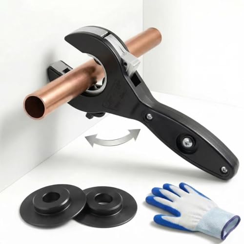 HalfofLife Ratcheting Pipe Cutter 2 in 1 Close Quarters Tube Compact Cutter Ratcheting Pipe Cutter Tool for Cutting Copper and Metal Pipes PVC Ppr Plastic Hoses (5/16 to 1 1/8)