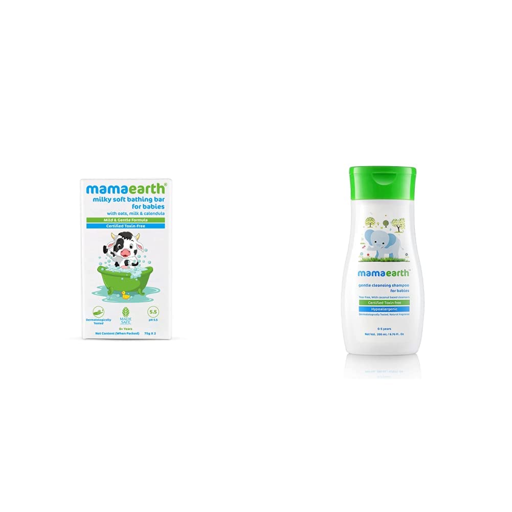 Mamaearth Milky Soft Bathing Bar For Babies With Oats, Milk & Calendula 75G X 2 & Gentle Cleansing Shampoo For Babies (200 Ml) (B0B7R32SWX) Amazon Price History, Amazon Price Tracker