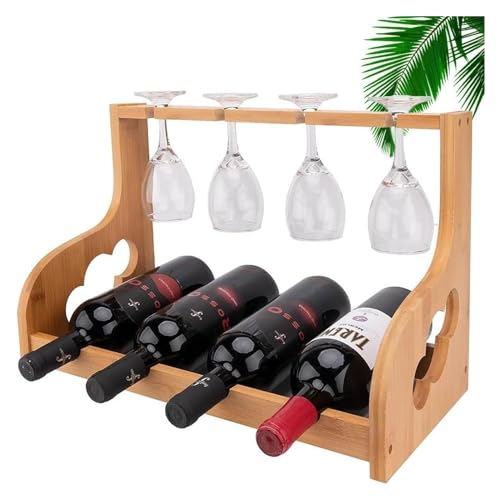 Soporte para Botellas de Vino de Madera con Porta Copas miniatura 1