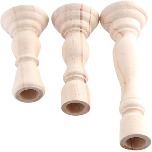 Miniatura 6 de 3 portavelas de madera, portavelas de madera sin terminar, soportes para velas cónicas para decoración rústica de boda, fiesta, cumpleaños, hogar