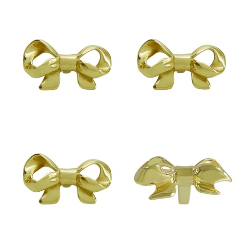 Image of 4pcs Bow Tie Dresser Knob, Zinc Alloy Cabinet Pulls Drawer Knob for Cabinet, Table, Cupboard, Closet, Locker, Wine Cooler, Kitchen, Living Room, Decorative Furniture Hardware Accessories