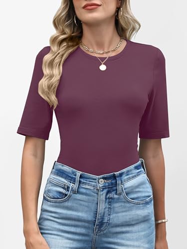 Image of ANRABESS Womens Half Sleeve Tops Crewneck Shirts Basic Fit Work Tee