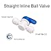 PureSec Inline Shut Off Ball Valve 1/4 inch OD Tubing&Hose&Pipe Use Plastic Quick Connect Fittings for Water Purifier RODI System (Pack of 5)