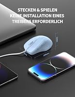 TECKNET Maus mit Kabel, Computermaus mit 6 Tasten, 6400 DPI, Ergonomisches Optical Business Kabelgebundene Maus für PC, Laptop, USB-Kabel 150 cm – Ansicht 6