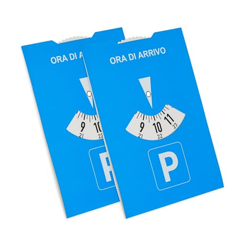 Disco di parcheggio, 2 pezzi, in blu, in carta, regolabile su entrambi i lati, parchimetro con ORA DI ARRIVO, per auto, camion, Disco di parcheggio blu, dischi di parcheggio, scheda di parcheggio