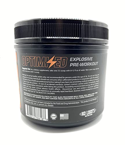Image of inchOptimized inch Blue Razz Pre-Workout Powder / Massive Pumps / Increase Muscle Mass, Strength & Focus / Beta Alanine + L-Citrulline + Betaine Anhydrous + Creatine + Caffeine Anhydrous / 30 Servings