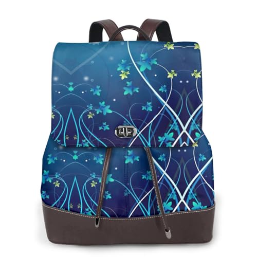 Sac à dos en cuir ordinateur portable femme EdWal imprimé floral noir