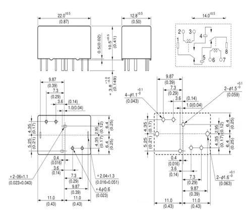 Relais ET2F-N3 (ET2-8P) composant électronique à 8 broches - 3