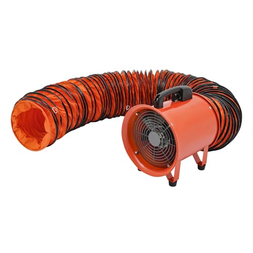 ARBGO Bauventilator, Baulüfter Staubabsaugung, Bauventilator, Geschwindigkeit 3300 U/min, Baugebläse für die Absaugung, mit 10m Kanal Schlauch, für Fabriken, Keller, Bauernhöfe, Getreidelager