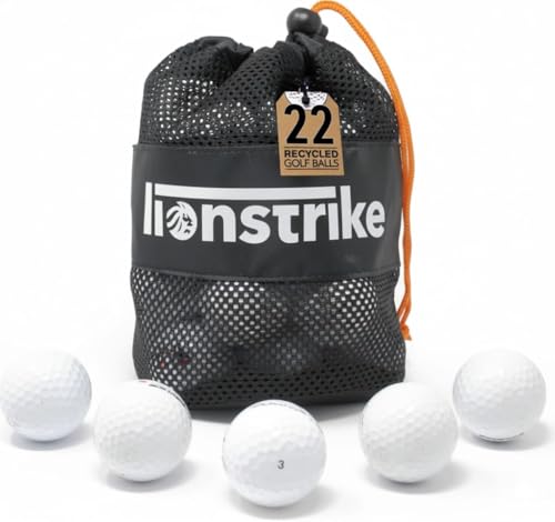 Lionstrike 22x Used Golf Balls – Grade A Lake Balls | Mixed Top Brands | Recycled, Washed & Cleaned | Eco-Friendly Mesh Storage Bag | Premium & Value Mix options