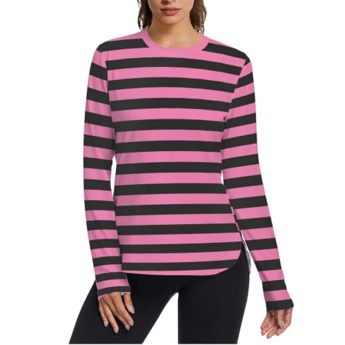 Camisas UPF50+ de secado rápido ligeras para mujer negro melocotón