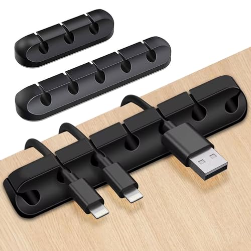 LAC FUTURE Kabelhalter Selbstklebend 3 Stück – Kabel Clips Schreibtisch für USB, Ladekabel Halterung – Kabelorganizer Schwarz gegen Kabelsalat