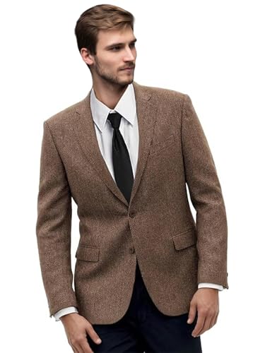 Retro Mens Suit Blazer Tweed Herringbone Suit Jackets Slim Fit Sport Coats Prom Business Casual Tux Wedding Blazers