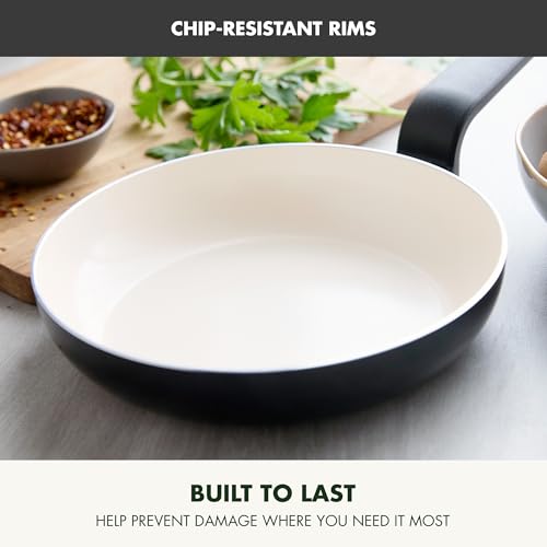 Image of GreenPan Rio Advanced 8 inch Frying Pan Skillet, Ceramic Nonstick PFAS-Free, Induction Ready, Dishwasher and Oven Safe, Black