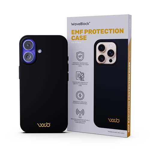WAVEBLOCK EMF Protection iPhone Case, Radiation Blocker Cell Phone Case, 5G Shield Reduction, Lightweight, USA Patented and Tested in FCC Lab, iPhone 16 Plus Black Matte
