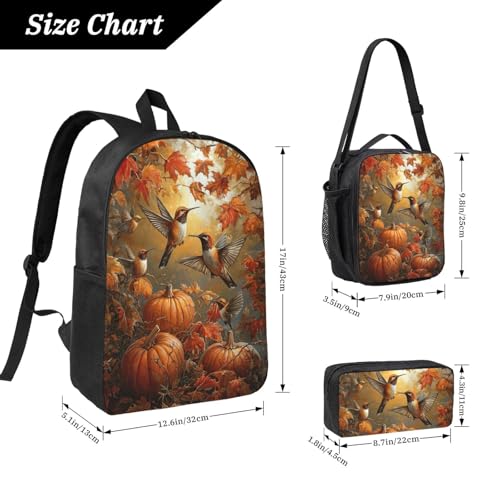 Thanksgiving Hummingbird Backpacks 3 Pcs Multifunction High capacity Travel Backpack with Fun Graphic Cartoon Print for Camping Touring2