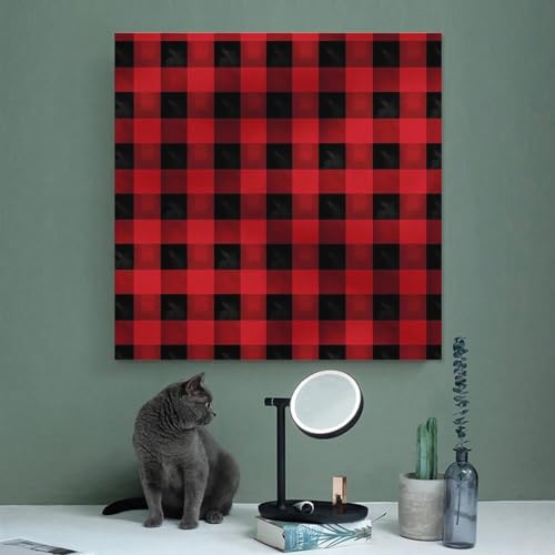 Toile murale abstraite rouge noir déco salon moderne impression géométrique 70x70