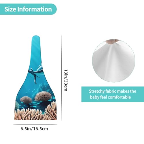 Newborn Baby Hat, Deep Sea Whales Print Soft Top Knot Beanie Cap, Cute Baby Headwear for 0-6 Months Black4