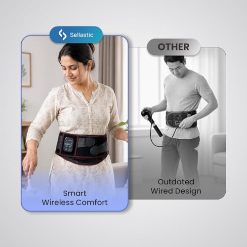 Image of SELLASTIC Wireless Heating Pad Belt for Back Pain and Period Cramp Relief Massager | Adjustable, Fits Sizes | 3 Heat and 6 Massage Modes | Lower Back, Lumbar, Abdomen, Waist Pain Relief | Gift for Women, Men, Parents