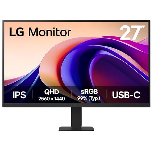 LG Monitor 27U631A - QHD 1440p IPS 27 inch, 100Hz, 5ms, Computer desktop display, Flicker safe & Reader Mode, USB-C, HDMI, Matte Black