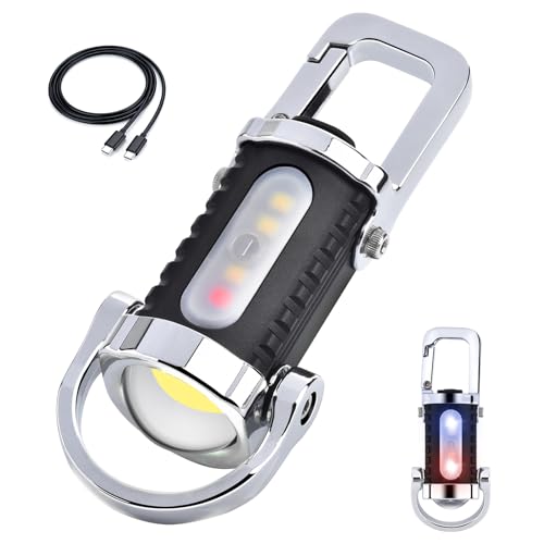 Image of Keychain Flashlight (3 in 1), Portable Rechargeable Bright Keychain Flashlight, Cob Keychain Work Light with 7 Light Modes, 1500 Lumens Mini Keychain Lights for Emergencies