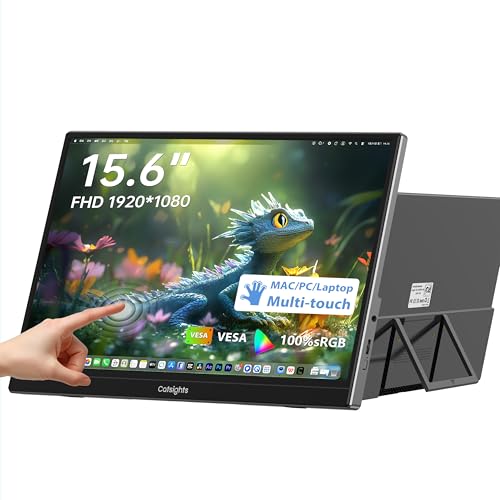 Catsights 15.6 inch Portable Monitor Touchscreen for Mac FHD 1080P Touch Screen Monitor Equipped with USB-C/HDMI Ports VESA Stand HDR IPS Panel Multi-Touch Support for MacOS iOS Laptop PC Switch