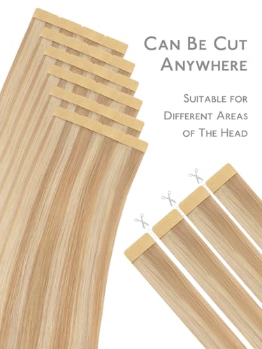 Image of WENNALIFE 3.15 inch Wide Tape in Hair Extensions Human Hair, Tape in Weft