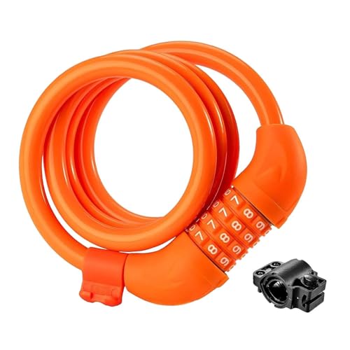 Candado de Bicicleta con Combinación, Naranja miniatura 1