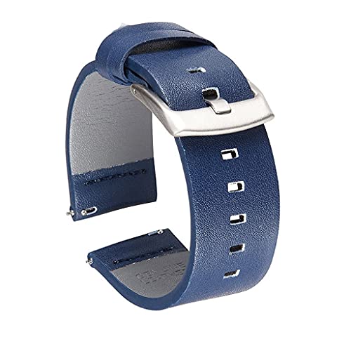 Bracelet montre en cuir bleu 18mm idéal pour le bureau et les sorties