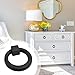 boxoon Modern Stainless Steel Ring Door Knocker, Zinc Alloy Pull Handle for Cabinets and Drawers, Stylish Black Finish