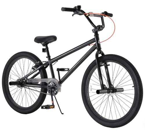 Image of RoyalBaby Kids BMX Bike 20 24 Inch, Professional Aluminum (Silver) or Sturdy Steel (Red /Black), Freestyle Street Bicycle for Beginners & Advanced Riders, Easy Assembly