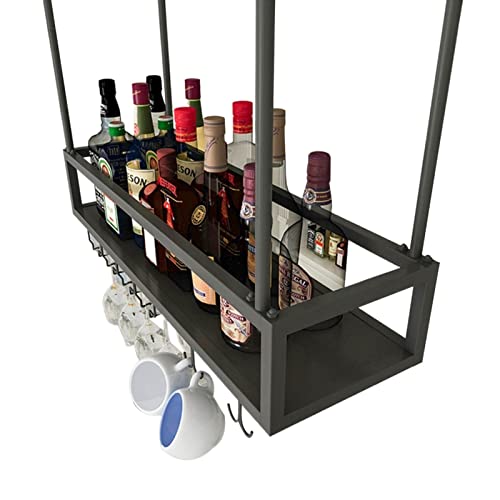 RCSTYNUK Estante Colgante de Metal para Copas de Vino, Soporte para Copas de champán Debajo del gabinete, Soporte Ajustable para Copas de Vino Boca Abajo para Bares y cocinas.