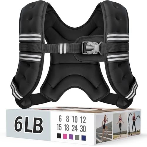 Image of Zeerun Weighted Vest, 6lb /8lb /10lb /12lb /15lb /18lb /20lb /24lb /30lb for Men Women, Reflective Stripe Adjustable Buckle, Comfortable Durable Rucking Vest for Walking Running Strength Training