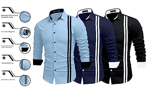 Image of Zombom Men's Striped Regular Fit Shirt