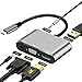Price comparison product image USB C to HDMI VGA Adapter, DIWUER 1080P Type C Hub for MacBook Pro/Nintendo Switch with HDMI, VGA, USB 3.0, Audio, PD Charging Port