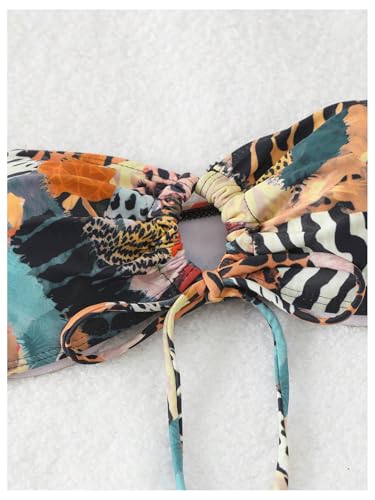 SOLY HUX Women's Boho Bandeau Bikini Top Only Hollow Out String Swim Tops Swimsuit Summer Beachwear3