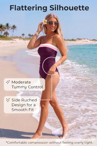 Image of Daci Womens Strapless Tankini Swimsuits- 2 Piece Tummy Control Tankini Swimsuit Bandeau Tankini Tops with Bottoms