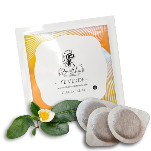 BOCCA DELLA VERITA 60 Cialde ESE Te Verde Idea Regalo Vegan e Gluten Free Cialde Monodose Biodegradabili Compatibili Macchina da Caffè dm 44mm 100% Made in Italy, Cialde The in Confezione Protettiva