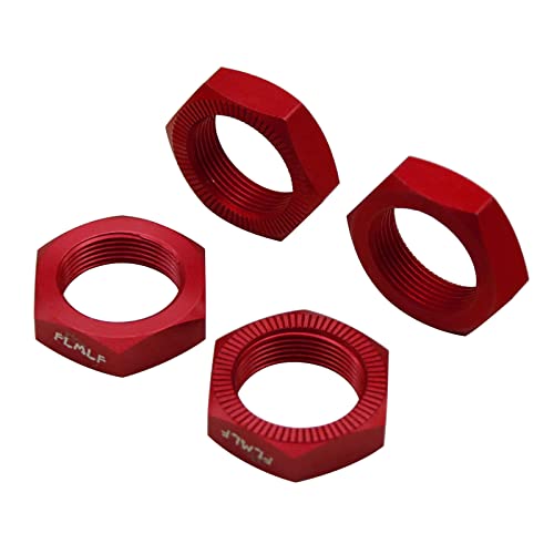 Tuercas de rueda de aluminio FLMLF rojas para evitar pérdidas en coches RC 1/5 2
