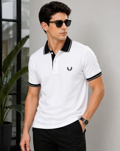 Image of Mens Pique Polo T-Shirt | Cotton Rich, Smart Fit Polo with Embroidered Logo | Casual & Sports Wear | Polo T-Shirt for Men