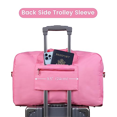 Inspack Weekender Bag For Women, 22X14X9 Gym Duffle Bags, 45L Carry On Bag, Pink #TOP3