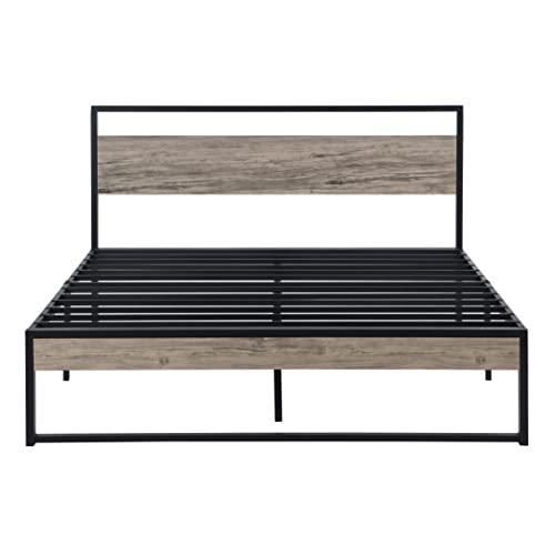Anwick Metal Platform Bed Frame/Solid Steel Construction/No Box Spring Needed/Wood Slat Support/Easy Assembly, Chestnut Brown, Queen #TOP1