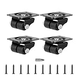 Heavy Duty Casters Set of Plate Casters 4 Low Profile Caster 1 Inch Caster Wheels for Furniture Casters 1100 Lbs Capacity for Bed Workbench Black Nylon
