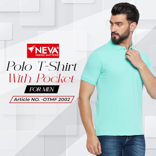 Image of NEVA Men's Regular Fit Half Sleeve Polo Neck T-Shirt with Chest Pocket