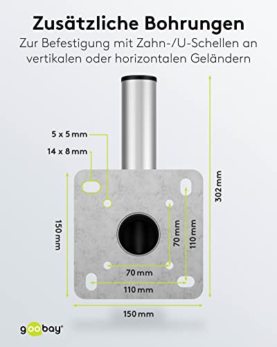 goobay Sat Wandhalter mit Bohrung für Balkonhalterung / Halterung für Satellitenschüssel bis max. 85cm / Masthalterung / Winkelhalter / Wandausleger / Antennenhalterung mit 350mm Wandabstand 60503