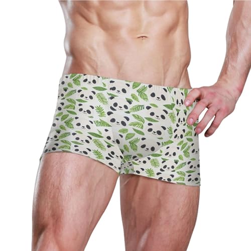 Cute Panda Mens Swim Trunk Swimwear Bathing Suit Swim Brief Square Leg Board Short S B04042063