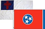 3x5 Christian Christ & State Tennessee 2 Pack Flag Wholesale Combo 3'x5' Vivid Color and UV Fade Resistant Canvas Header and polyester material