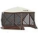 VEVOR Pop Up Gazebo Screen Tent, Pop-Up Instant Gazebo Tents with Mosquito Netting Outdoor Canopy, 6 Sided Sun Shelter 10x10ft with 6 Removable Wind Cloths & 2 Mesh Windows, Pavilion Tent for Patio