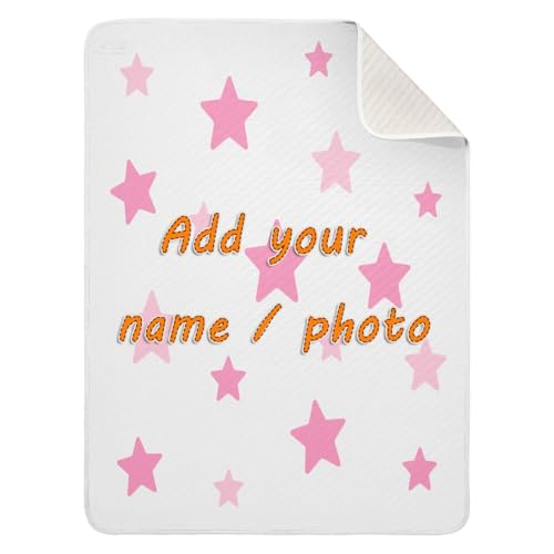 Custom Pink Star Baby Swaddle Blanket Breathable Personalized Logo Monogrammed Blankets for Nursery Stroller Crib 30x40in mantitas para Bebes recien nacidos
