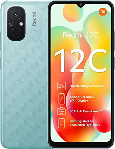 Xiaomi Redmi 12C- Smartphone 4GB RAM 128GB ROM LCD Pantalla 6,71'' Cámara Profesional 50MP 5000mAh Verde [Versión Global]
